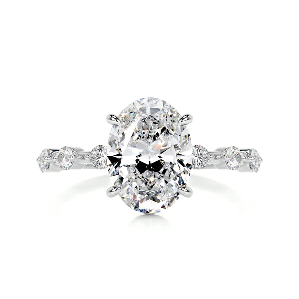 3.15 Ct Oval Cut Moissanite Silver Engagement Ring