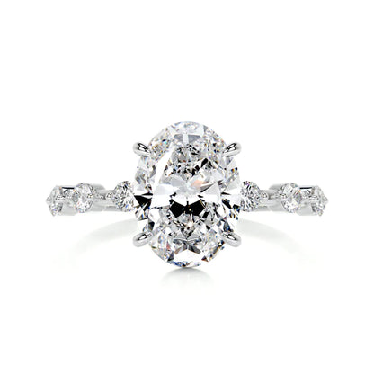 3.15 Ct Oval Cut Moissanite Silver Engagement Ring