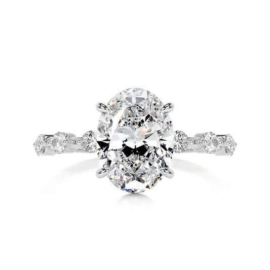 3.15 Ct Oval Cut Moissanite Silver Engagement Ring