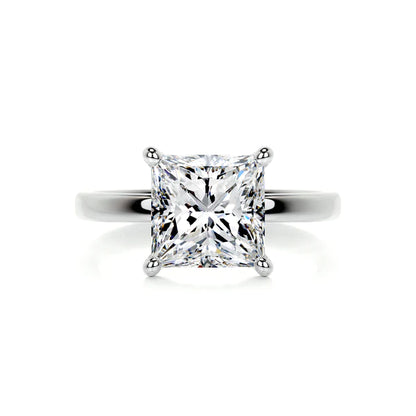 Princess Cut Moissanite Solitaire Silver Engagement Ring