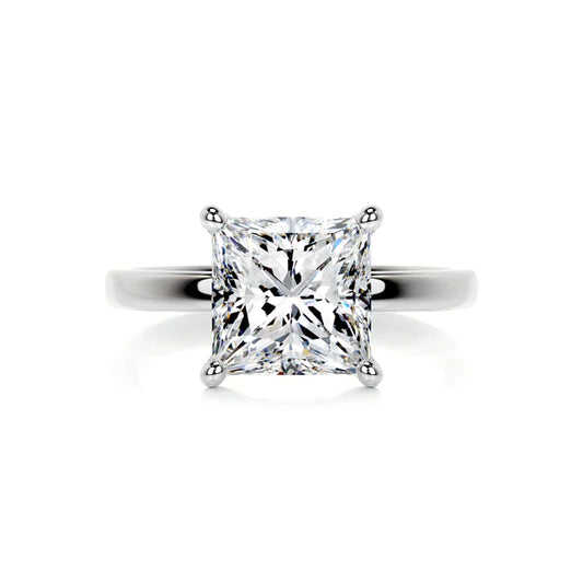 Princess Cut Moissanite Solitaire Silver Engagement Ring