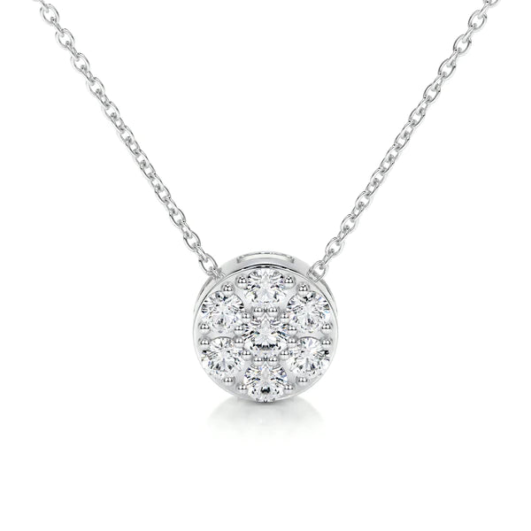 Round Cut Moissanite Diamond Silver Halo Set Pendant