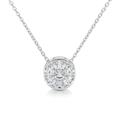 Round Cut Moissanite Diamond Silver Halo Set Pendant