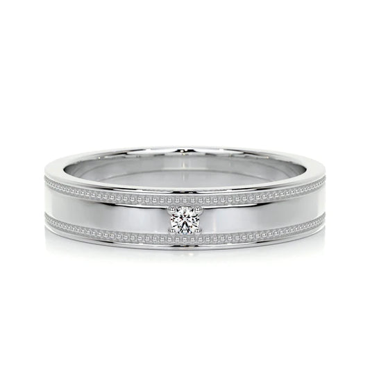 0.1 Ct Round Cut Moissanite Silver Wedding Band