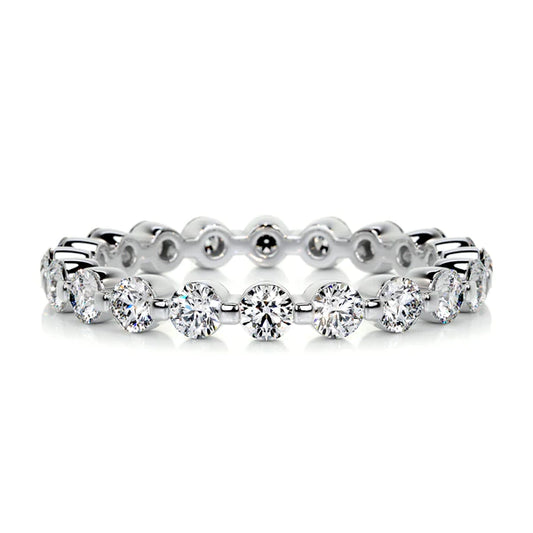 1.75 CTW Round Cut Moissanite Silver Bubble Style Wedding Band