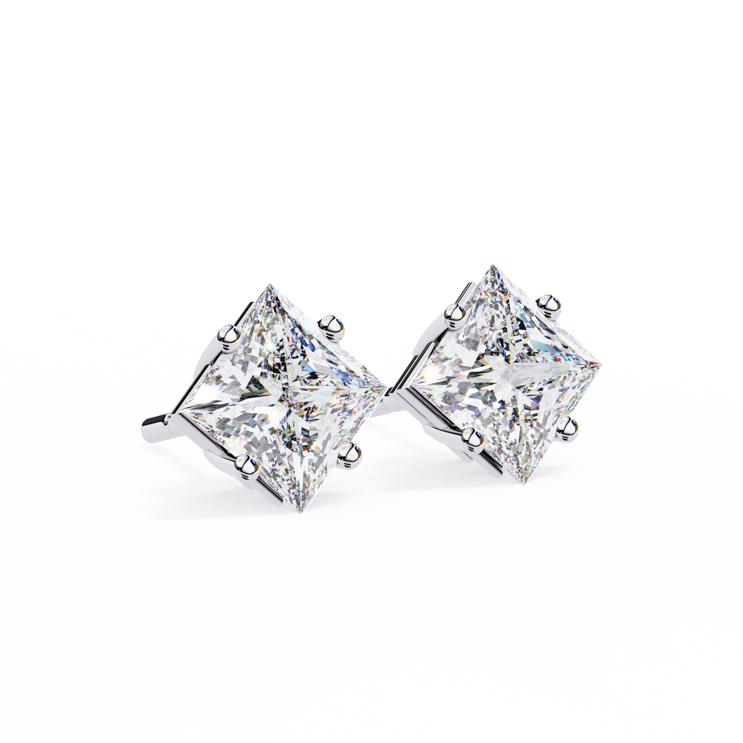 1.2 Ct Princess Cut Lab Grown Diamond Gold Stud Earring