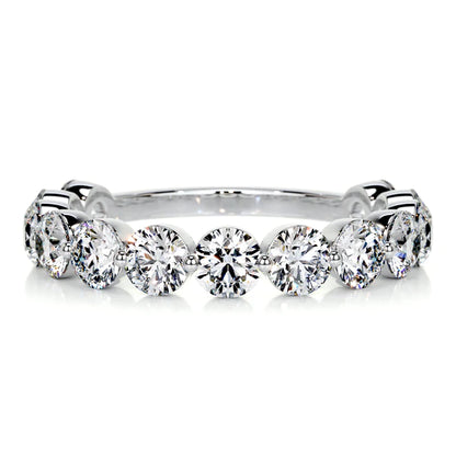 0.6 CTW Round Cut Moissanite Silver Half Eternity Set Wedding Band