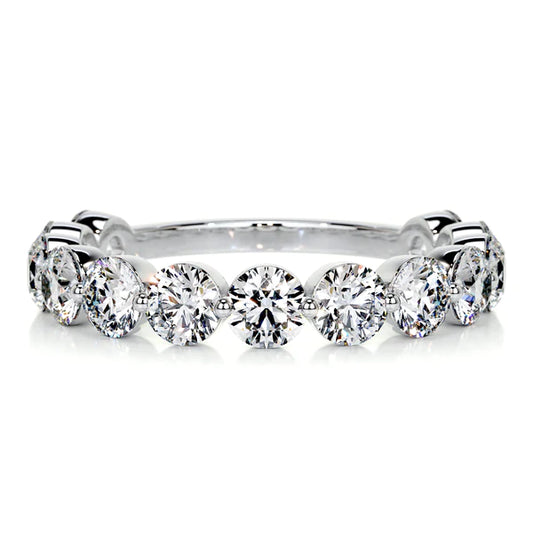 0.6 CTW Round Cut Moissanite Silver Half Eternity Set Wedding Band