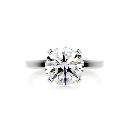 Round Cut Moissanite Four Prong Set Solitaire Silver Engagement Ring