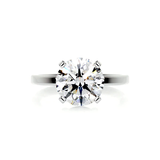 Round Cut Moissanite Four Prong Set Solitaire Silver Engagement Ring