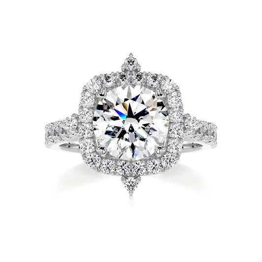 1.52 Ct Round Cut Moissanite Silver Engagement Ring