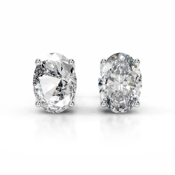 1.8 Ct Oval Cut Moissanite Silver Stud Earring