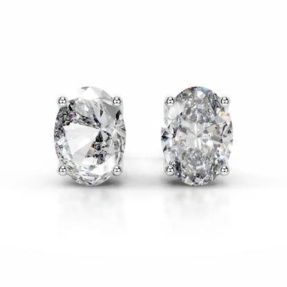1.8 Ct Oval Cut Moissanite Silver Stud Earring