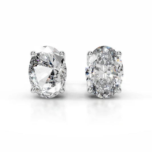 1.8 Ct Oval Cut Moissanite Silver Stud Earring