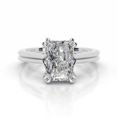 Radiant Cut Moissanite Silver Engagement Ring