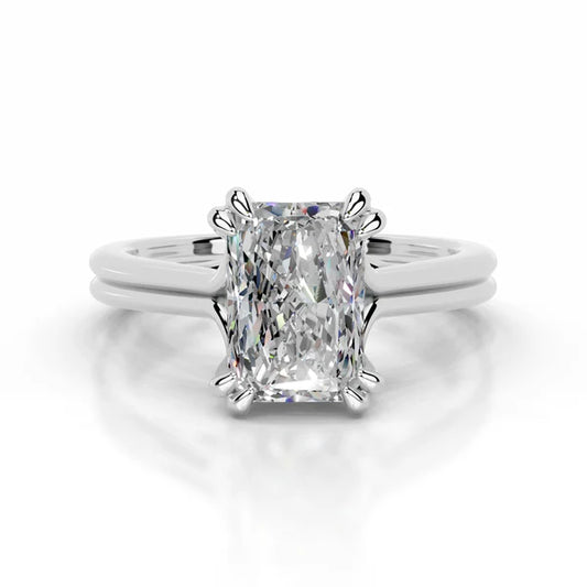 Radiant Cut Moissanite Silver Engagement Ring