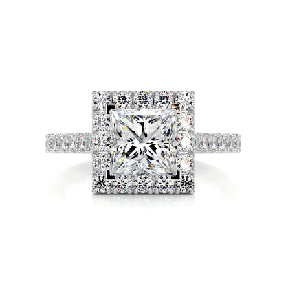 2.18 Ct Princess Cut Moissanite Silver Pave Set Engagement Ring