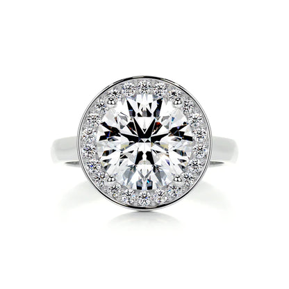Round Cut Moissanite Halo Set Silver Engagement Ring