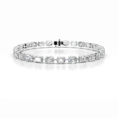 Emerald and Oval Cut Moissanite Silver Tennis Bracelet
