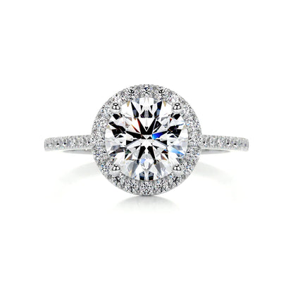 Round Cut Moissanite Pave Set Silver Engagement Ring