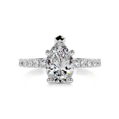 1.5 Ct Pear Cut Moissanite Silver Half Eternity Set Engagement Ring