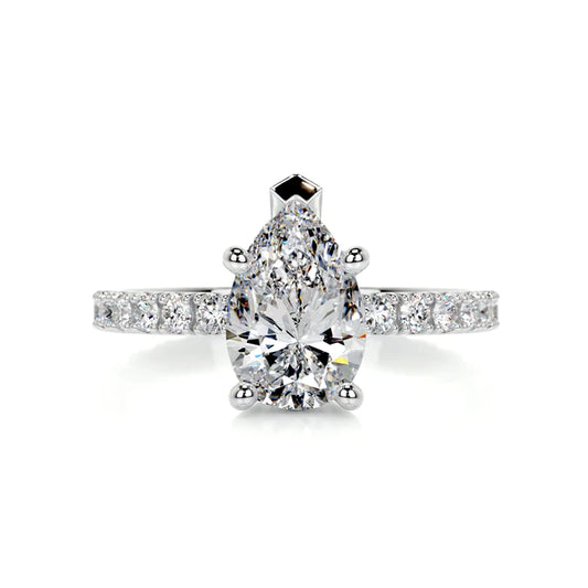 1.5 Ct Pear Cut Moissanite Silver Half Eternity Set Engagement Ring