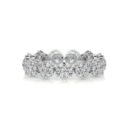 1.0 CTW Round Cut Moissanite Silver Flower Style Wedding Band