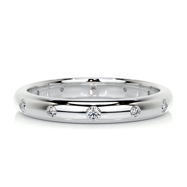 0.36 CTW Round Cut Moissanite Silver Flush Set Wedding Band