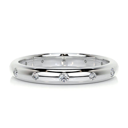 0.36 CTW Round Cut Moissanite Silver Flush Set Wedding Band
