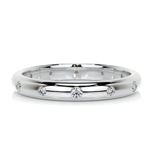 0.36 CTW Round Cut Moissanite Silver Flush Set Wedding Band