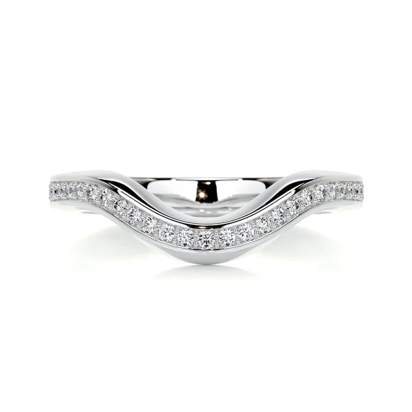 0.32 CTW Round Cut Moissanite Silver Curved Wedding Band