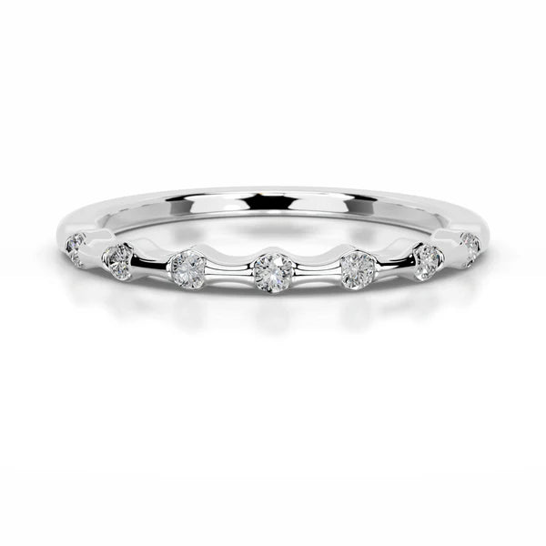 0.63 CTW Round Cut Moissanite Silver Set Wedding Band