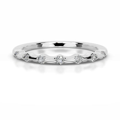 0.63 CTW Round Cut Moissanite Silver Set Wedding Band