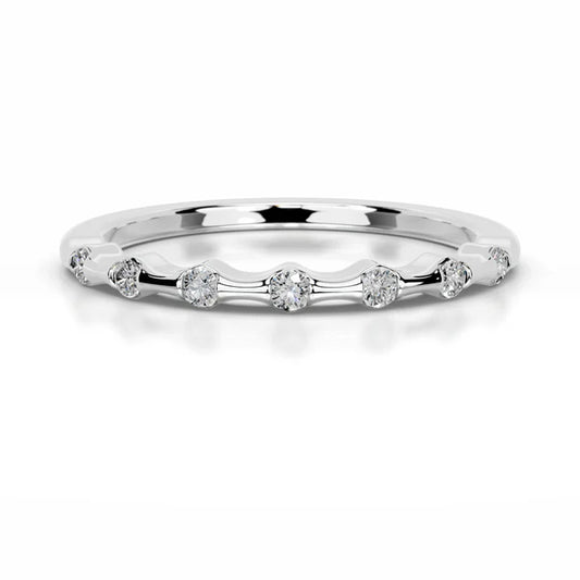 0.63 CTW Round Cut Moissanite Silver Set Wedding Band