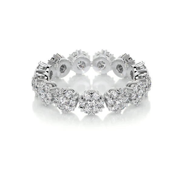 1.30 CTW Round Cut Moissanite Silver Set Wedding Band