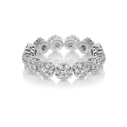 1.30 CTW Round Cut Moissanite Silver Set Wedding Band