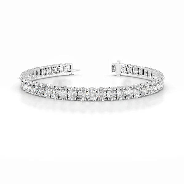11.75 CTW Oval Cut Moissanite Silver Tennis Bracelet