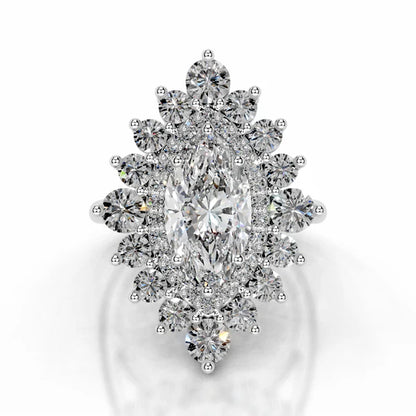 Marquise Cut Moissanite Halo Ring with illusion Silver Engagement Ring