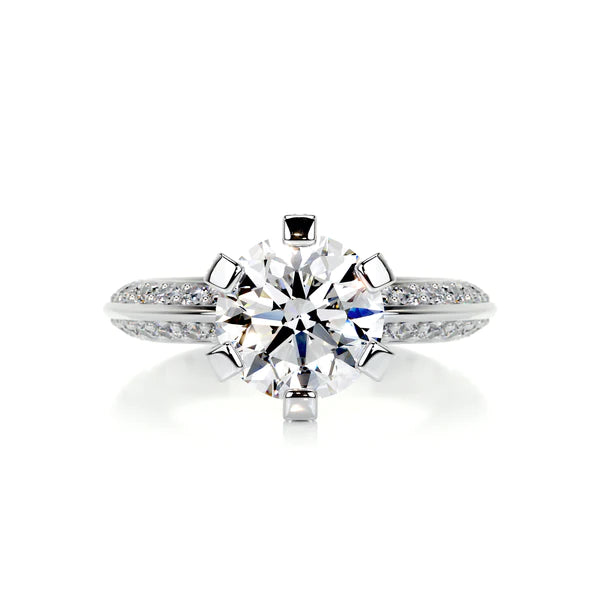 1.48 Ct Round Cut Moissanite Kinfe Edge Shank Silver Engagement Ring