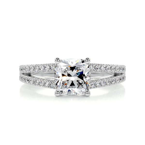 Princess Cut Moissanite Silver Split Shank Engagement Ring