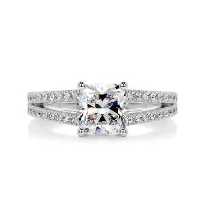 Princess Cut Moissanite Silver Split Shank Engagement Ring