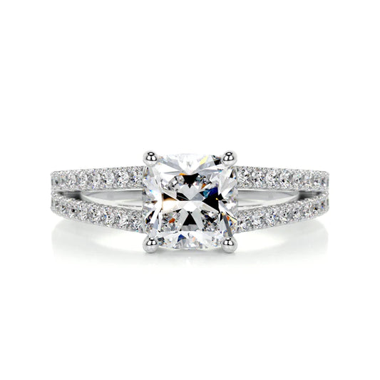 1.1 Ct Princess Cut Moissanite Silver Split Shank Engagement Ring