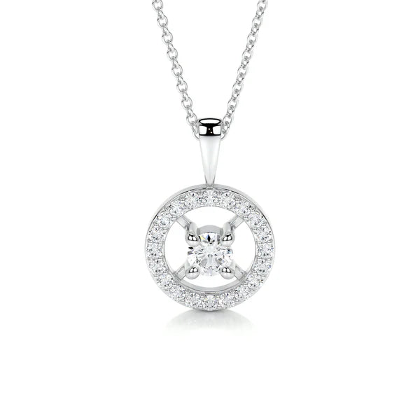 0.6 CTW Round Cut Moissanite Silver Halo Set Pendant