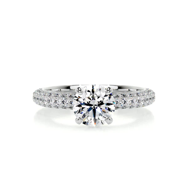 Round Cut Moissanite Silver Engagement Ring
