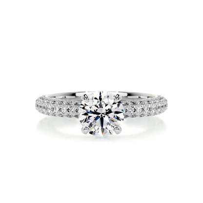 Round Cut Moissanite Silver Engagement Ring