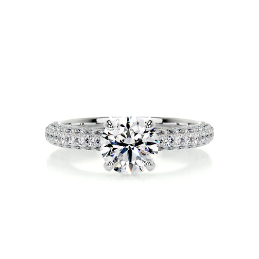 1.0 Ct Round Cut Moissanite Silver Engagement Ring