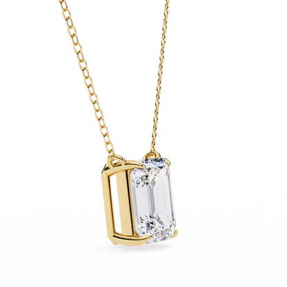 1.03 Ct Emerald Cut Lab Grown Diamond Four Prong Pendant