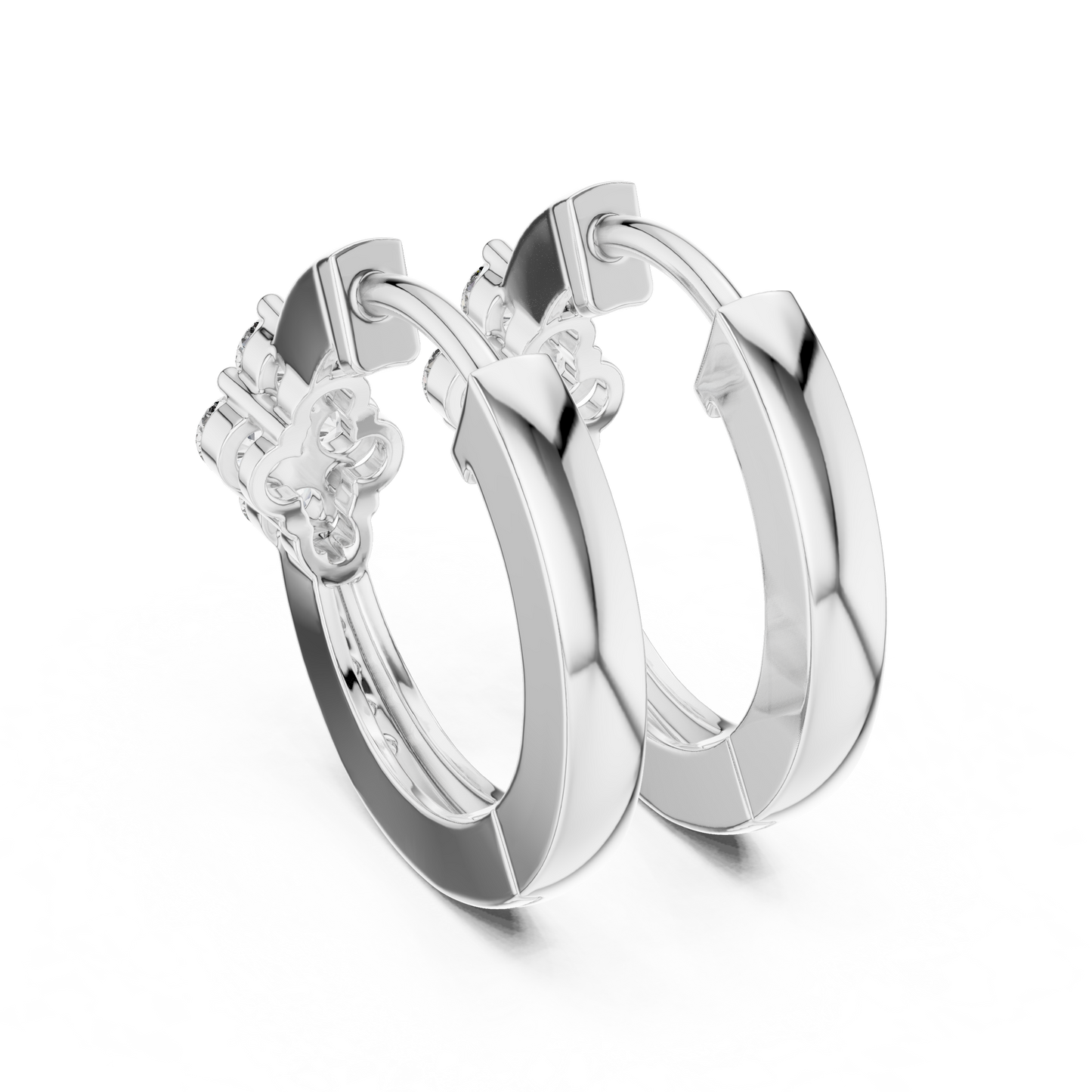 Lab Grown Diamond Clover Cluster Huggie Hoop Earrings in Rose Gold