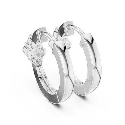 Lab Grown Diamond Clover Cluster Huggie Hoop Earrings in Rose Gold