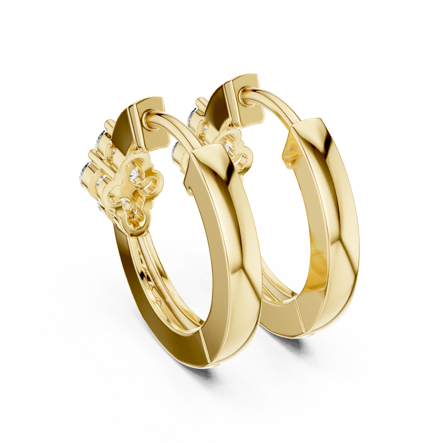 Lab Grown Diamond Clover Cluster Huggie Hoop Earrings in Rose Gold